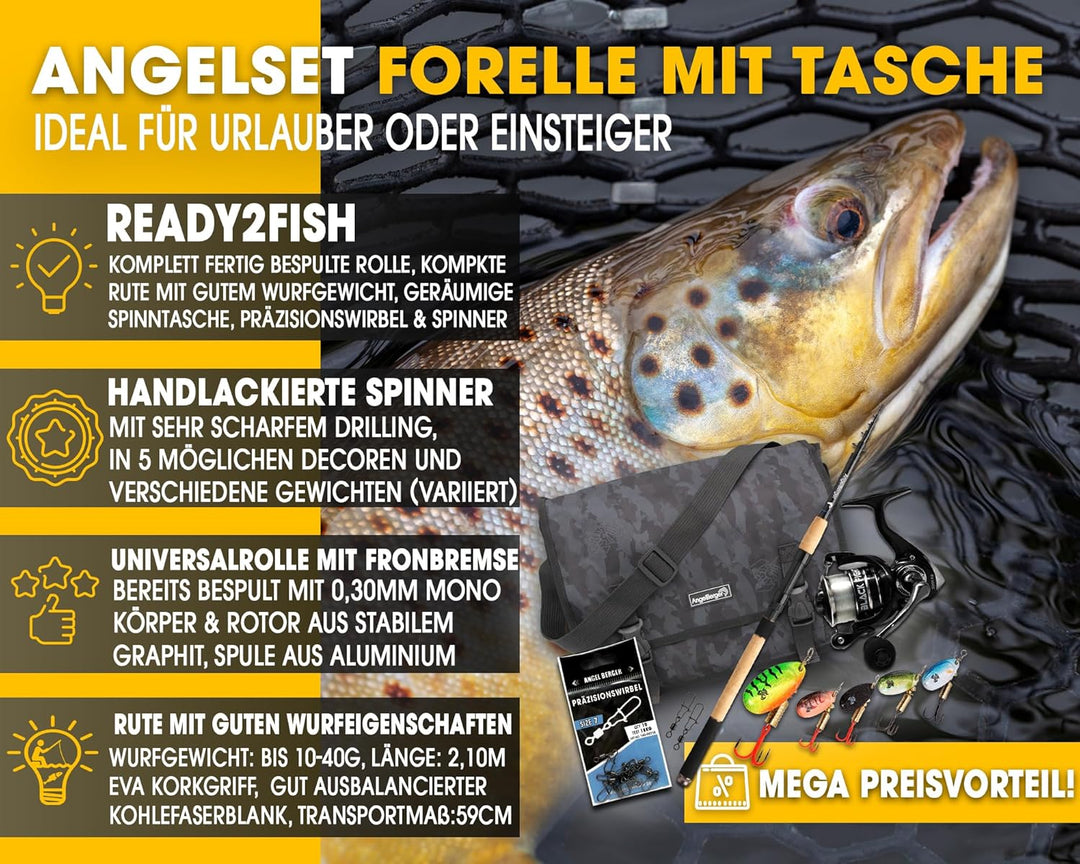 Angel-Berger Angelset Forelle mit Tasche und Zubehör