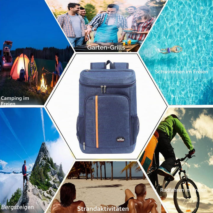 QINGLOU 25L Kühlrucksack Thermo Rucksack Picknickrucksack Kühltasche Gross Isoliert Cooler Bag Männe