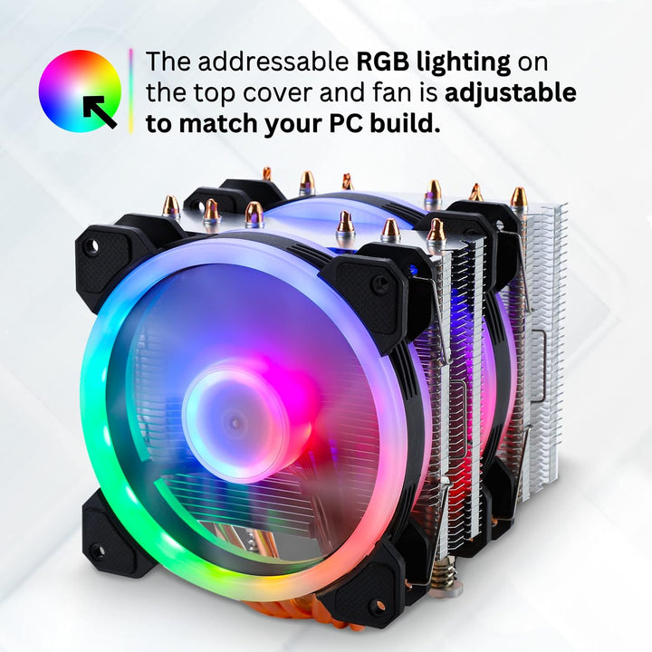 Gelid Solutions Glacier RGB – Twin Tower mit 6 Power Heatpipes – 2X 120mm-ARGB-PWM-Lüfter – TPD 220W