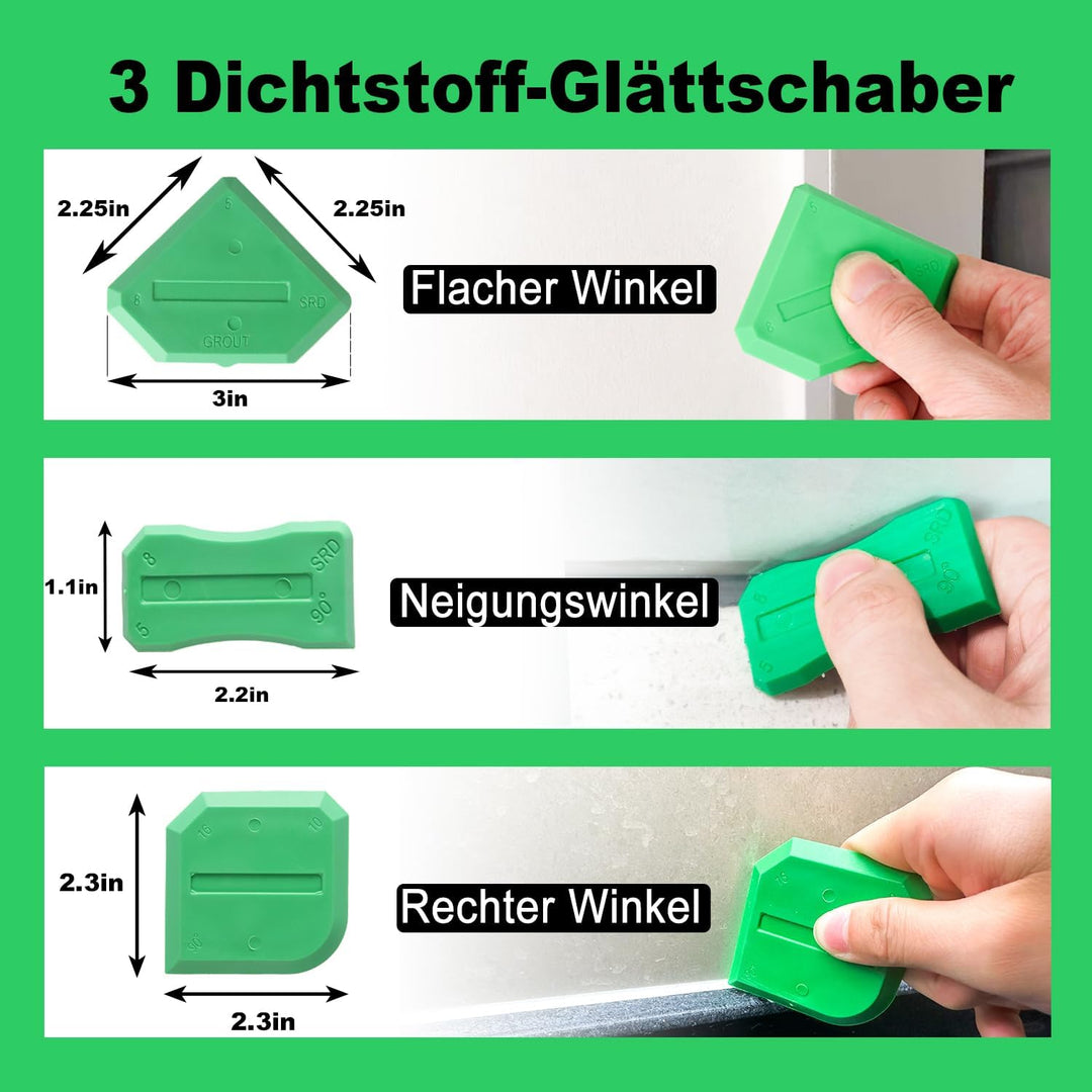 Abdichtungswerkzeug Set - Fugenentferner mit Silikondichtstoff Finishing Kit, Fugenschaber, 5 austau