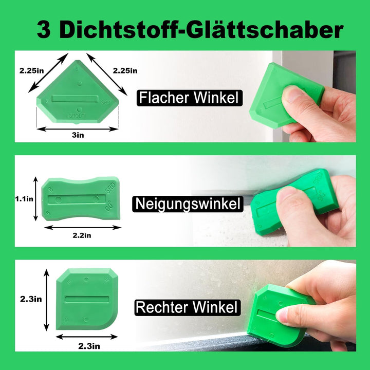 Abdichtungswerkzeug Set - Fugenentferner mit Silikondichtstoff Finishing Kit, Fugenschaber, 5 austau
