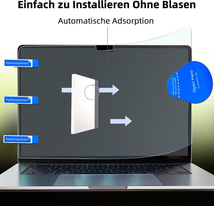 2 Stück Blaulichtfilter Displayschutzfolie für MacBook Air 15 Zoll(2023-2025, M2 M3 M4), Blendschutz