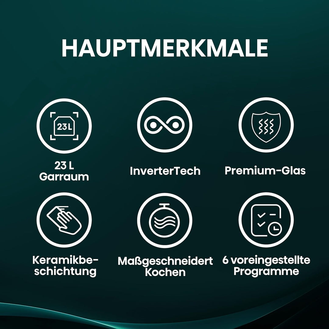 Hisense H23MOBS4HI Mikrowelle /23 L /900W /InverterTech/Keramikbeschichtung/Premium Glas/Massgeschne