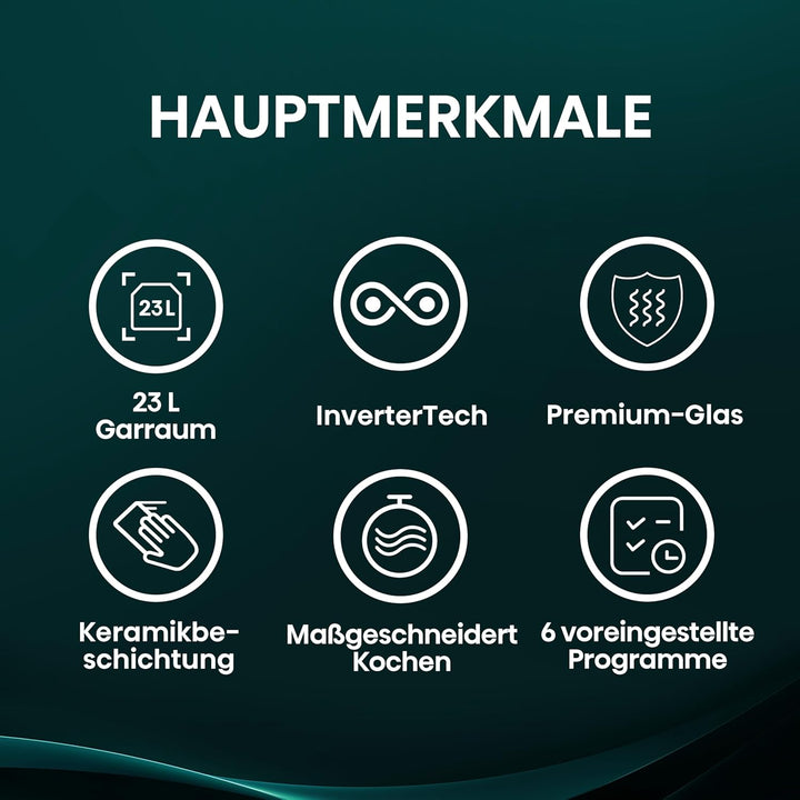 Hisense H23MOBS4HI Mikrowelle /23 L /900W /InverterTech/Keramikbeschichtung/Premium Glas/Massgeschne