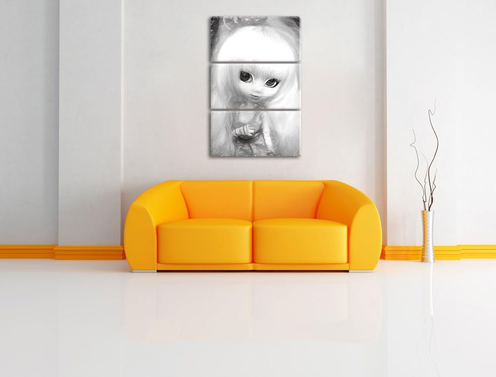 Pullip-Püppchen im 70er-Jahre-Stil NewArt 3-Teiler Leinwandbild 120x80 Bild auf Leinwand, XXL riesig