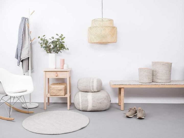 myfelt Béla Filzteppich — Ø 90 cm, ideal für Schlaf-, Wohn-, Kinderzimmer, Flur & Bad Beige 90cm Ø,