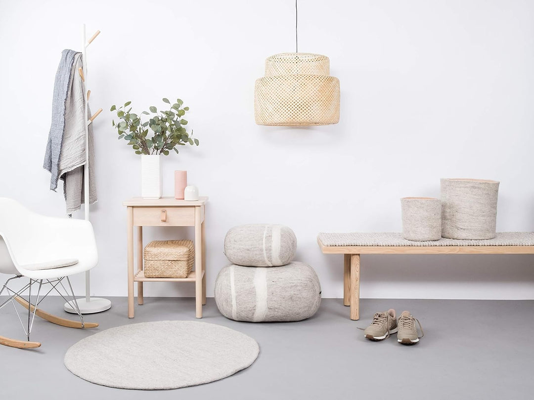 myfelt Béla Filzteppich — Ø 90 cm, ideal für Schlaf-, Wohn-, Kinderzimmer, Flur & Bad Beige 90cm Ø,