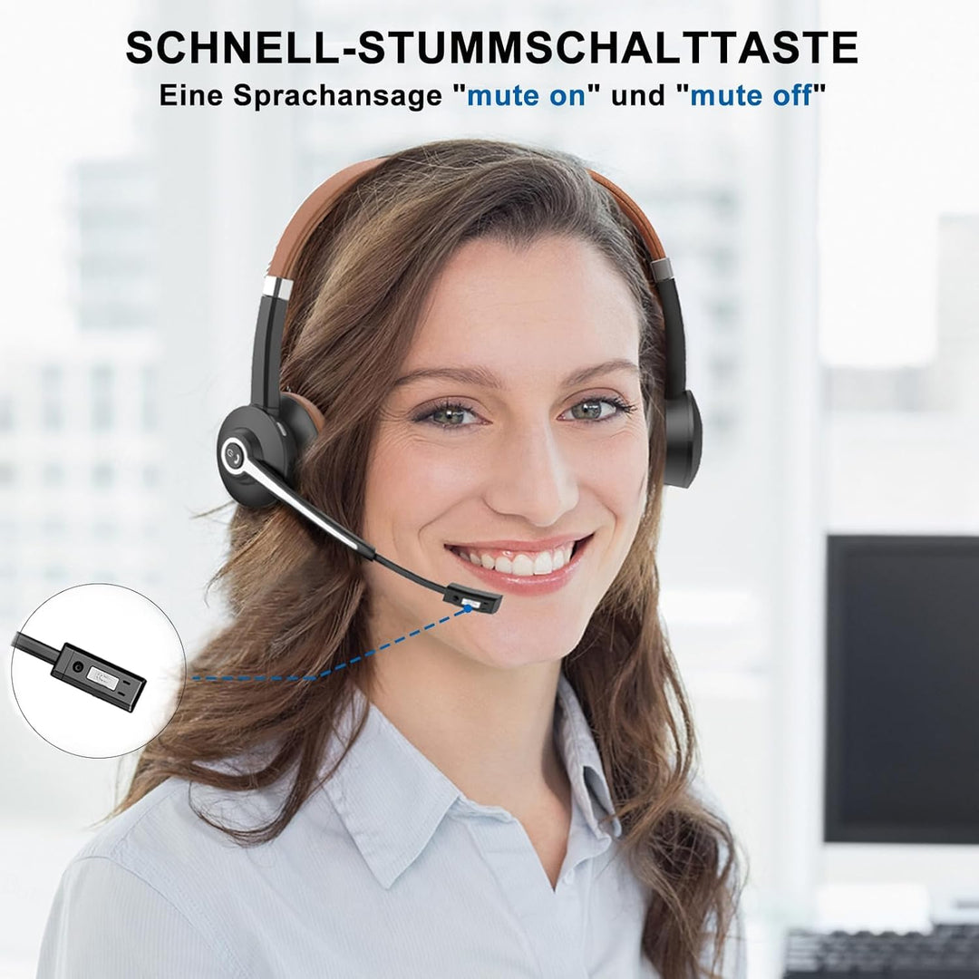 Conambo Bluetooth Headset V5.0, Hands Free Wireless Headset mit Noise Cancelling Mikrofon für Handy,