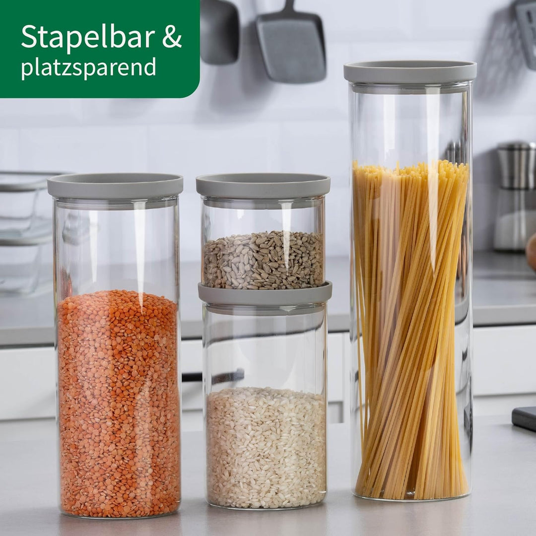 FACKELMANN Chefkoch trifft Vorratsbehälter mit Glasdeckel – 2 L, Borosilikatglas, luftdicht & stapel