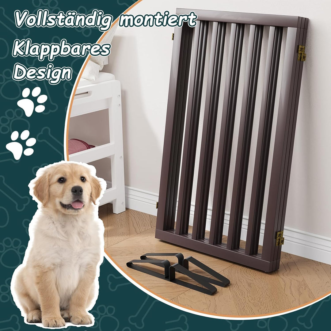Semiocthome Absperrgitter für Hunde, 3-Panel Hundegitter, ausgestattet mit 2 Metallstützen, 82 cm ho