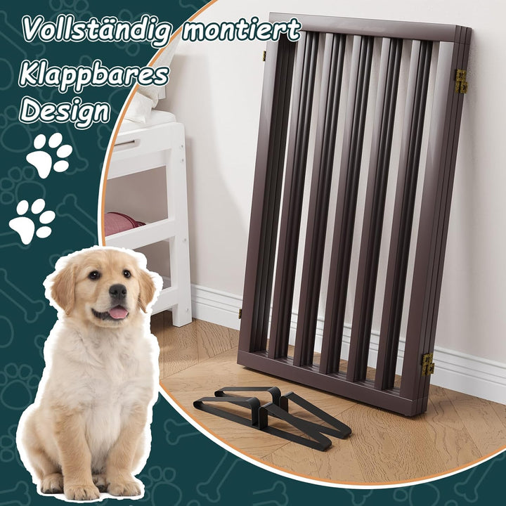 Semiocthome Absperrgitter für Hunde, 3-Panel Hundegitter, ausgestattet mit 2 Metallstützen, 82 cm ho