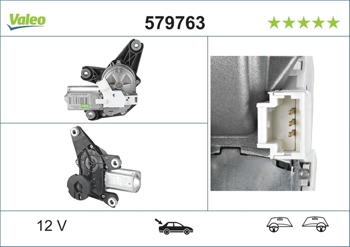VALEO 579763 Wischermotor VALEO Heckwischermotor 579763 RENAULT LAGUNA II GRANDTOUR KG01