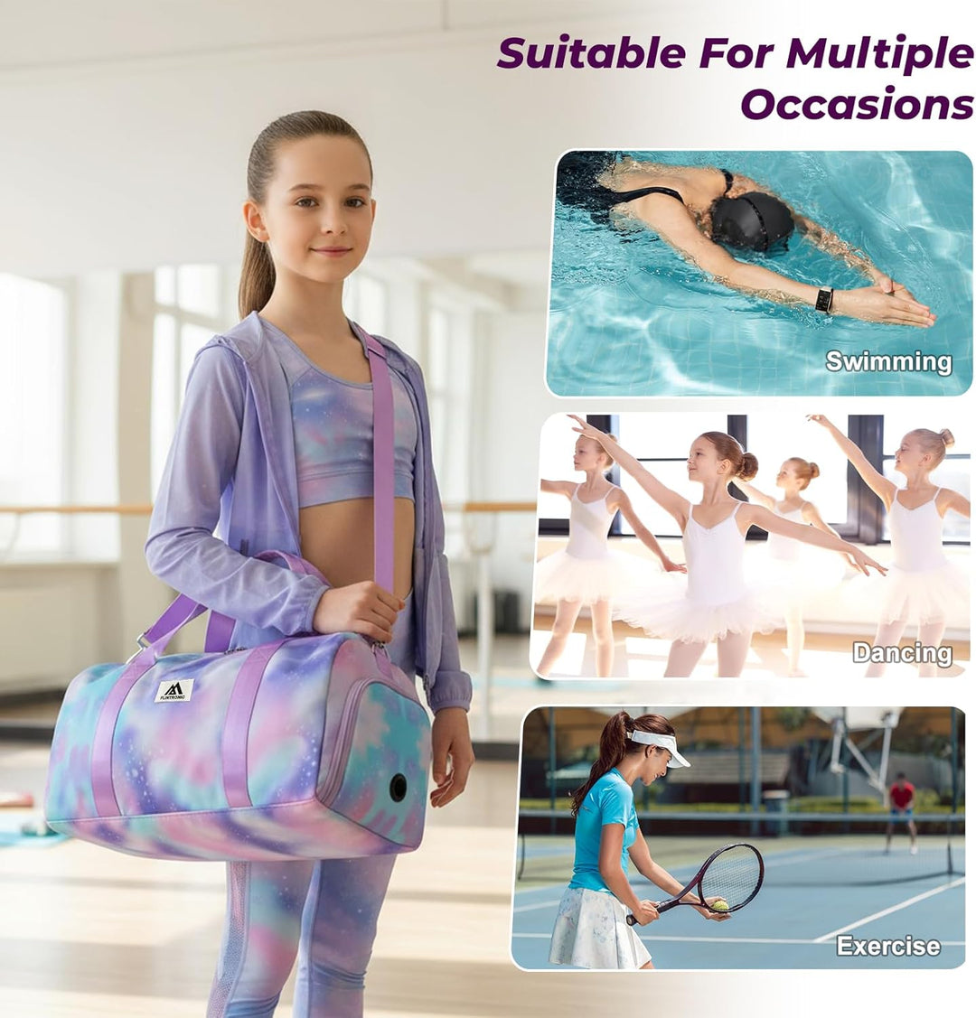 Flintronic Sporttasche Mädchen Damen Kleine, Schwimmtasche Kinder Jungen mit Schuhfach und Nassfach,