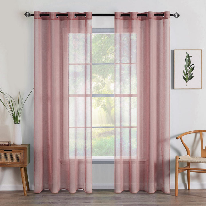 MIULEE Sheer Voile Vorhang Weihnachtsdeko mit Ösen Transparente Optik Gardine Ösenvorhang Ösenschal