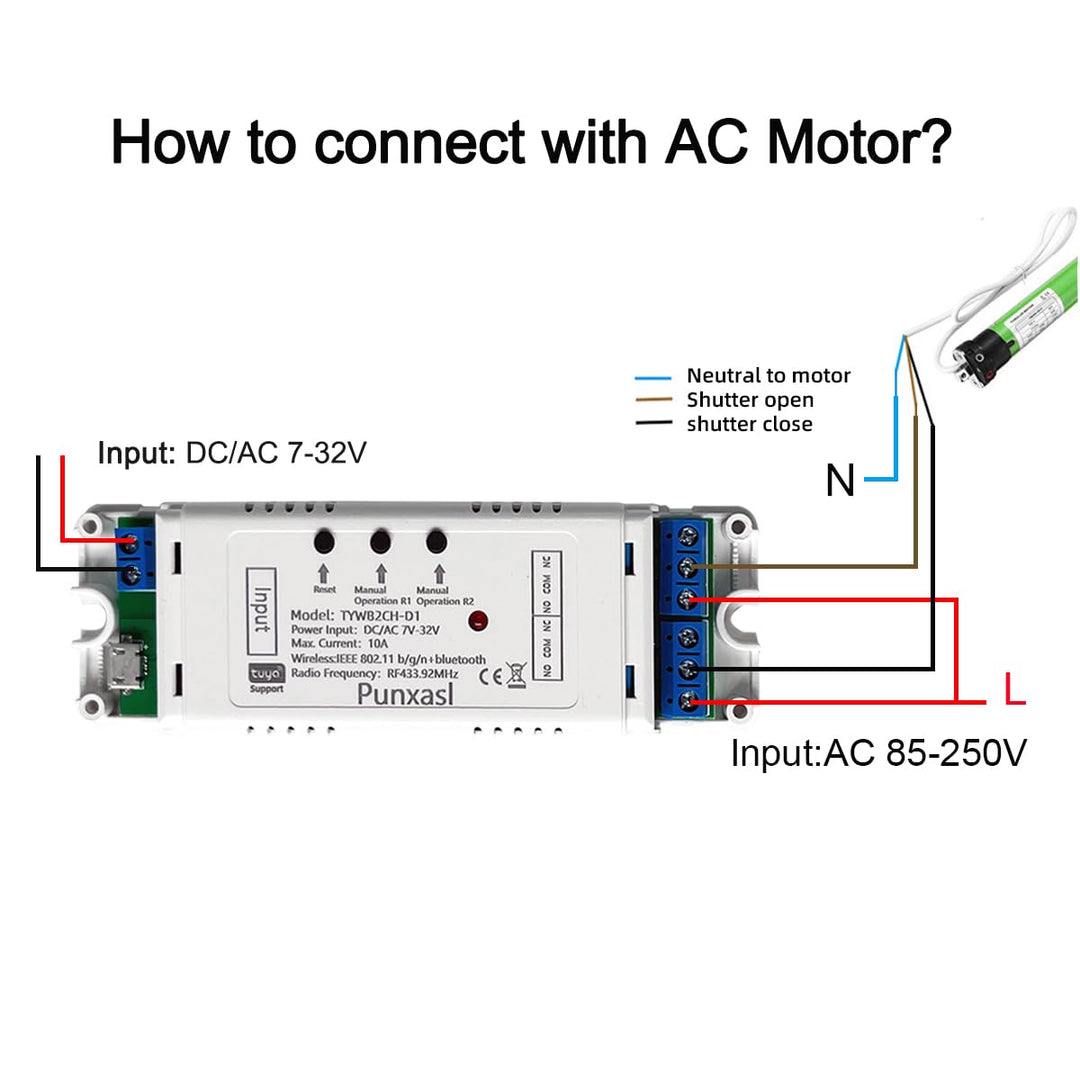 Wifi Elektrischer Linearantriebsregler, 2 Kanäle DC 12 V 24 V Wifi Smart Relaisschalter 2CH 7-32V, 2