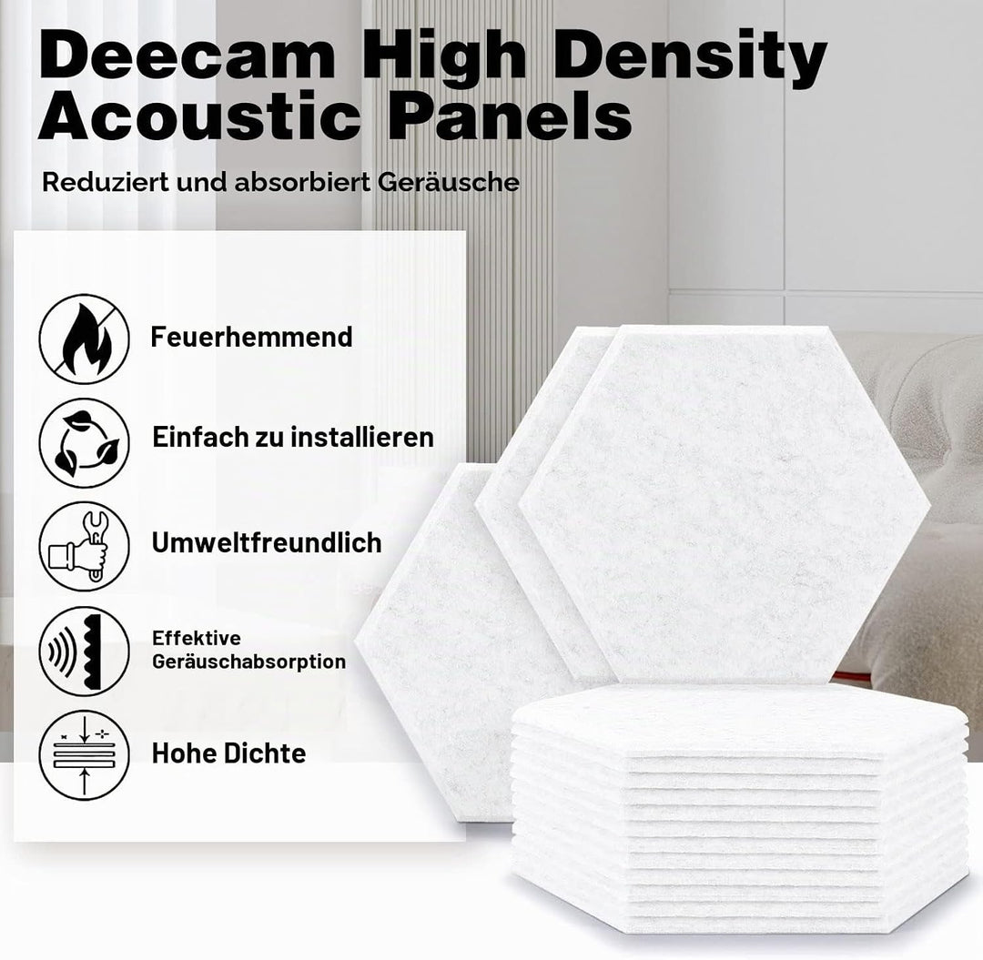 Akustikplatten selbstklebend, Deecam 30X26X1 cm Hohe Dichte Akustikpaneele, Schallschutz/Schmücken f
