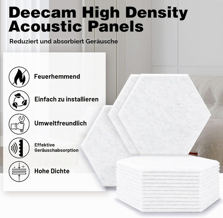 Akustikplatten selbstklebend, Deecam 30X26X1 cm Hohe Dichte Akustikpaneele, Schallschutz/Schmücken f