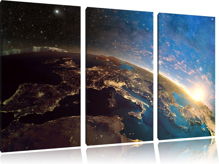 Pixxprint Erde im Weltall als Leinwandbild - Grösse: 3-Teilig (120x80cm) - Wandbild - Kunstdruck - f