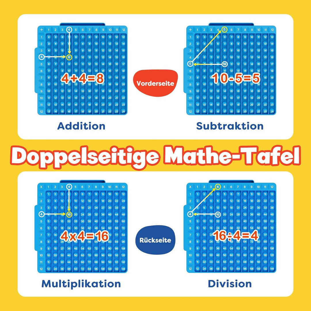 12x12 Multiplikation Fidget Spielzeug und 12+12 Additions-Lernbrett Fidget mit 332 Mathe Karteikarte