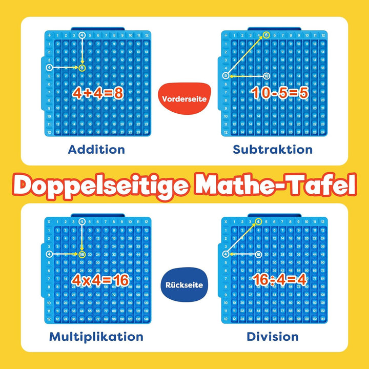 12x12 Multiplikation Fidget Spielzeug und 12+12 Additions-Lernbrett Fidget mit 332 Mathe Karteikarte