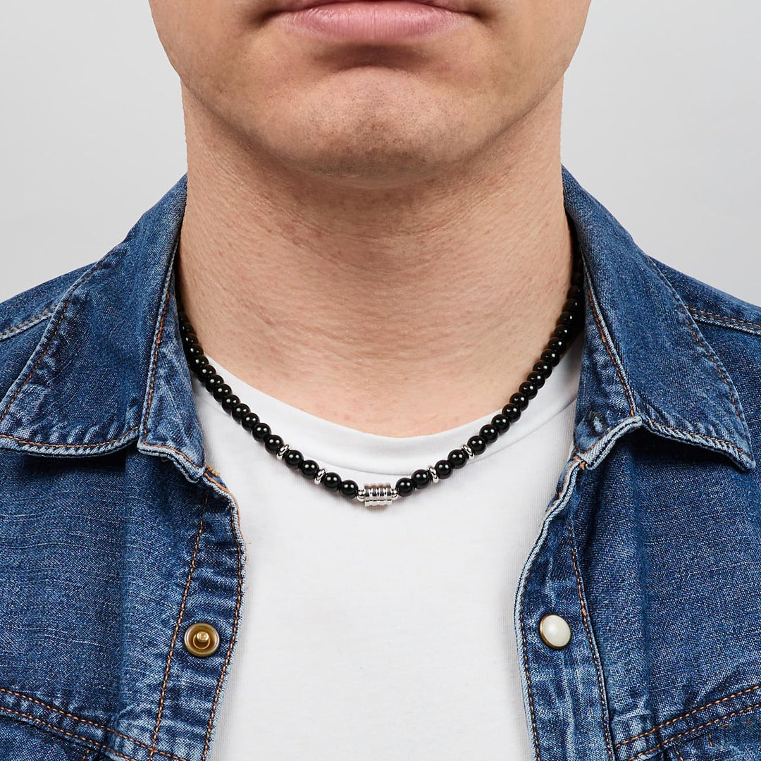 Handgemachte Herren Tigerauge Onyx Perlenkette Kette Natürliche Edelsteine Heilung Kristallschmuck (