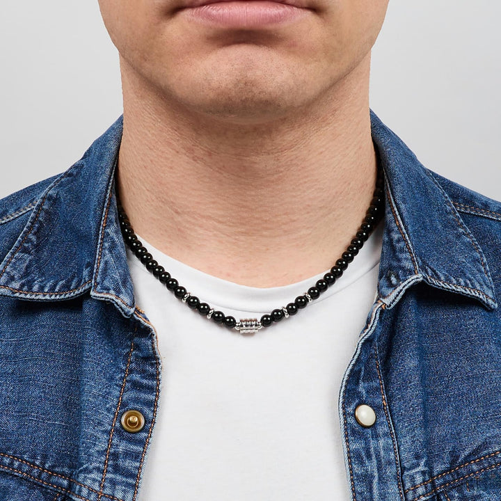 Handgemachte Herren Tigerauge Onyx Perlenkette Kette Natürliche Edelsteine Heilung Kristallschmuck (