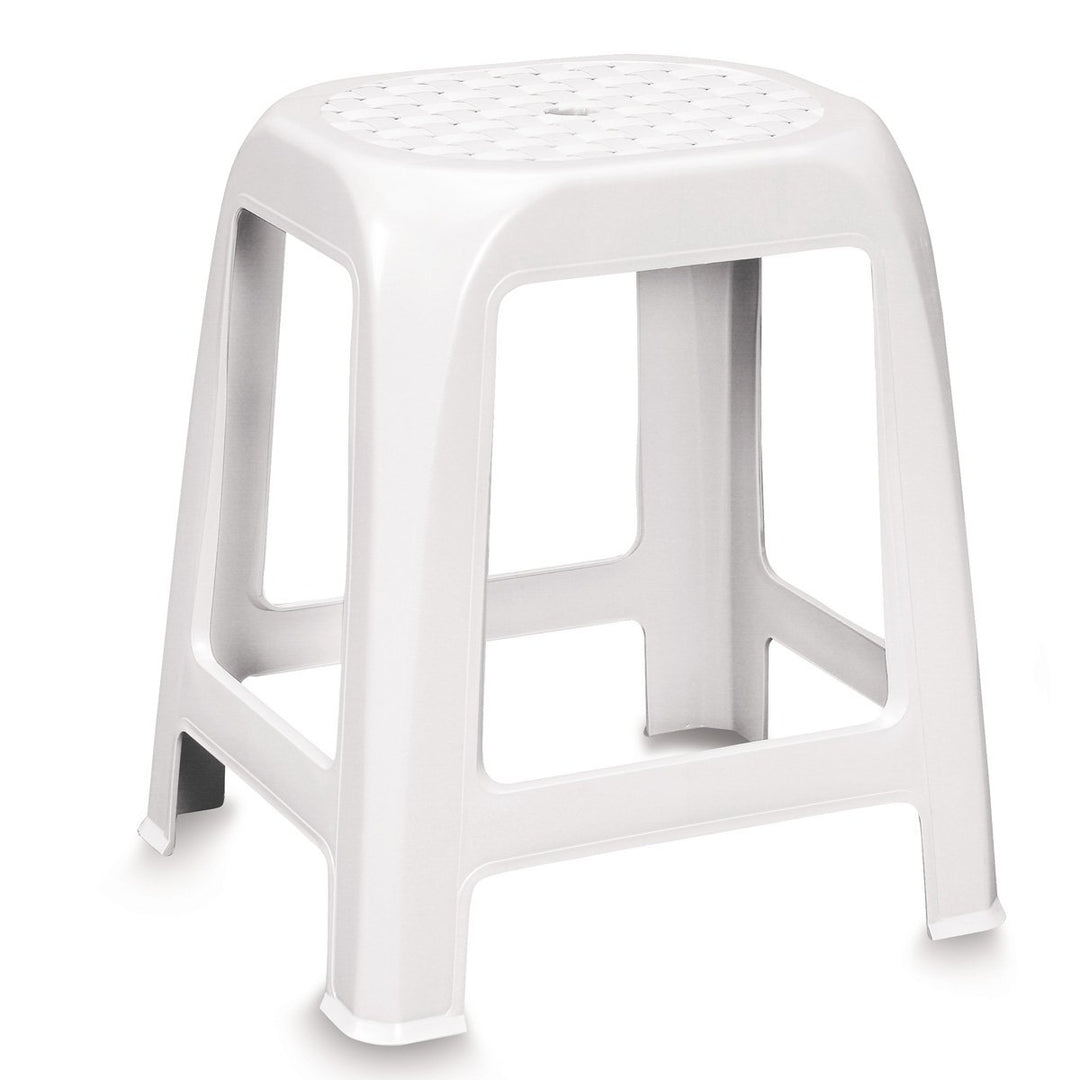 Stabiler Hocker aus Kunststoff weiss leicht zu reinigen • Sitzhocker, Küchenhocker, Badhocker, Dusch