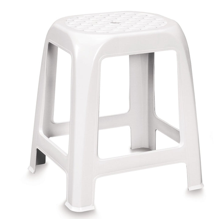 Stabiler Hocker aus Kunststoff weiss leicht zu reinigen • Sitzhocker, Küchenhocker, Badhocker, Dusch