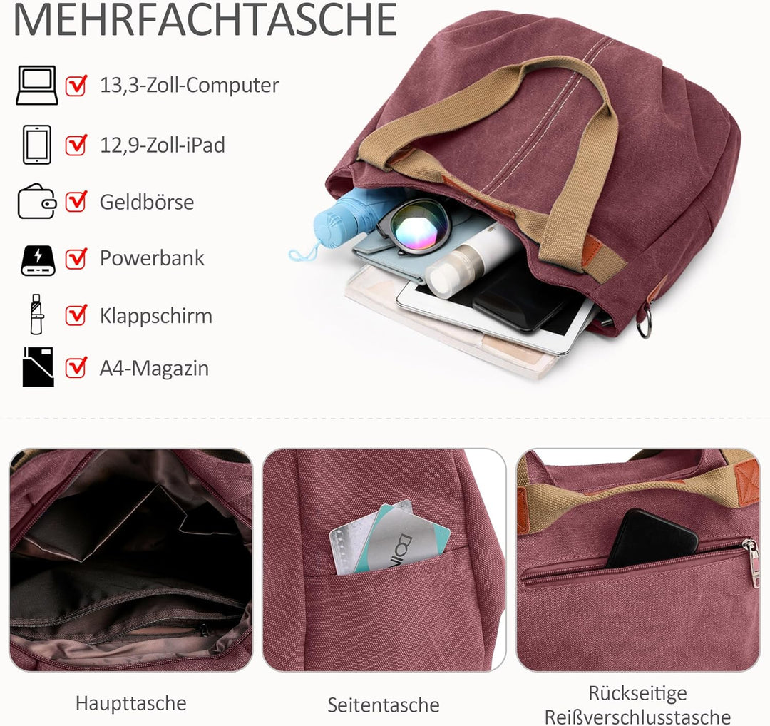 DIRRONA Casual Damen Segeltuch Umhängetasche Gross Kapazität Handtasche Reise Schultertasche Multifu