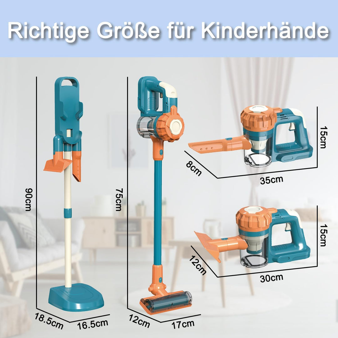 3-in-1 Kinderstaubsauger, Spielzeug Staubsauger für Kinder ab 3 Jahren, Spielzeugstaubsauger mit ech
