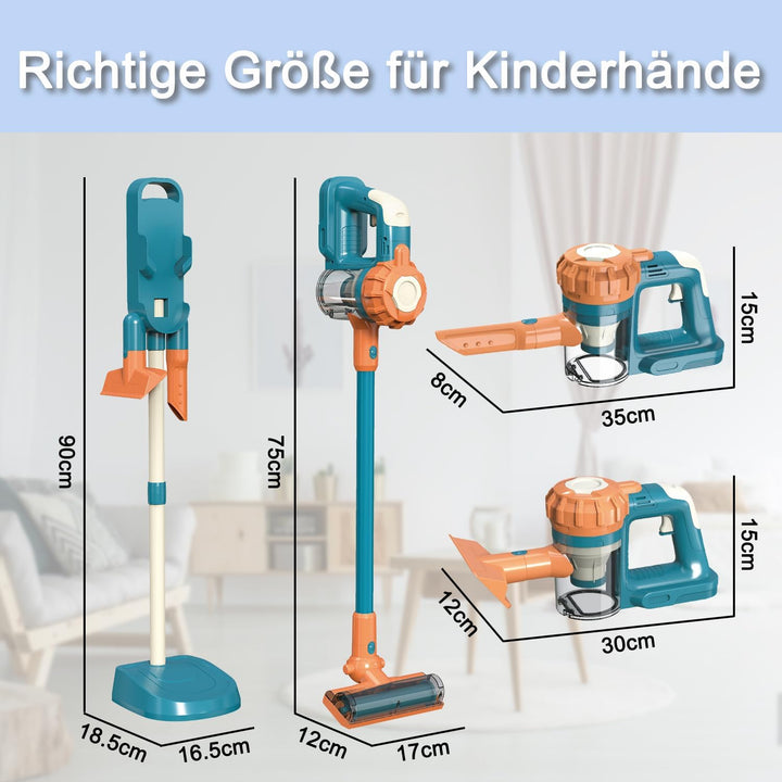 3-in-1 Kinderstaubsauger, Spielzeug Staubsauger für Kinder ab 3 Jahren, Spielzeugstaubsauger mit ech