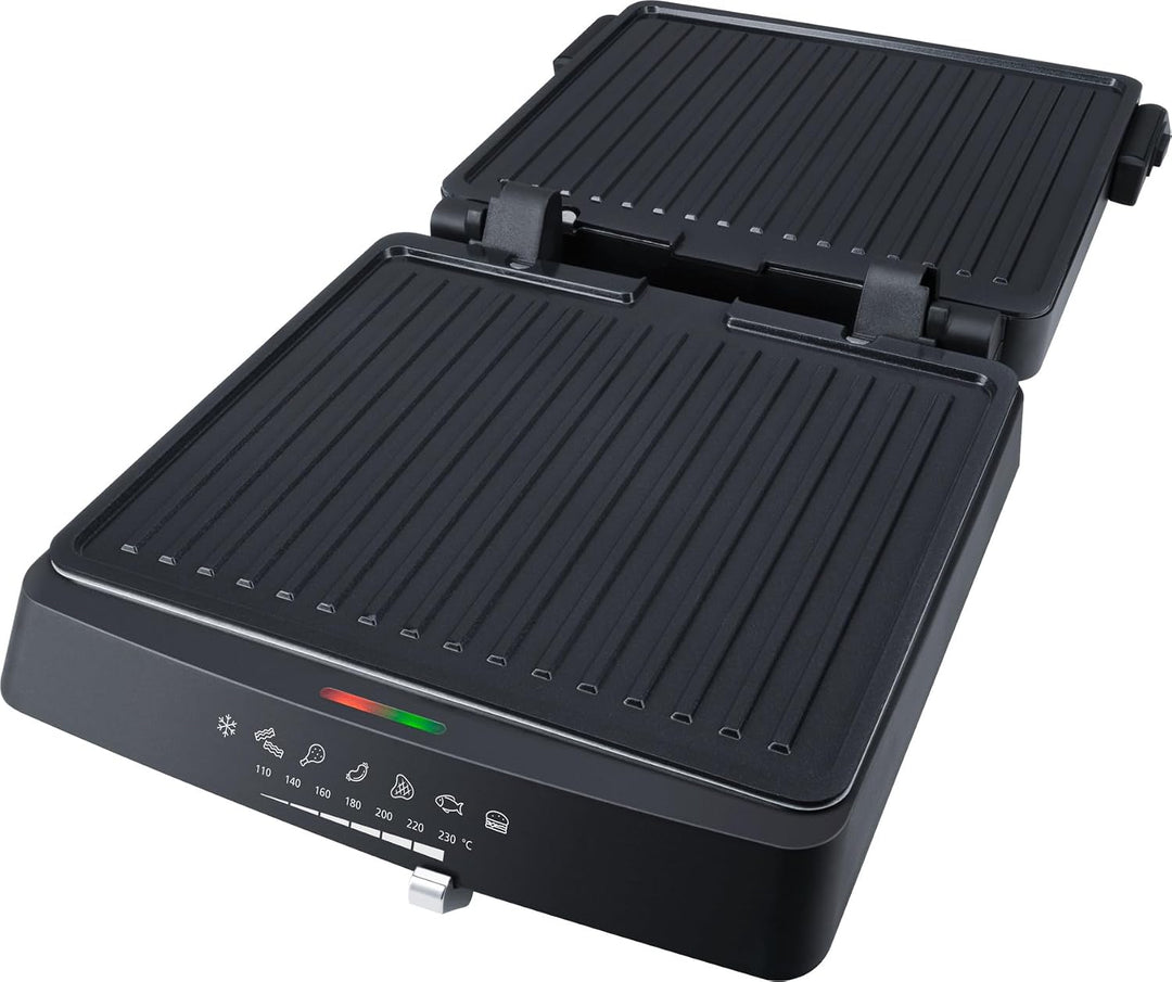 Steba FG 75 Panini-, Kontakt- und Tischgrill | PFAS-freie Grillplatten 27 x 24 cm, Betriebs- & Tempe
