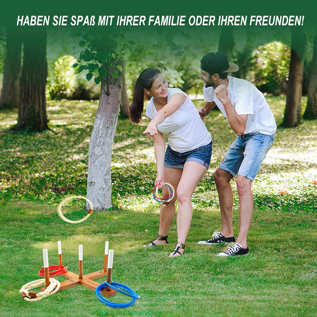 SunNordic Ringwurfspiel-Set aus Holz, Strandspiel für Kinder, Erwachsene und die ganze Familie, inkl