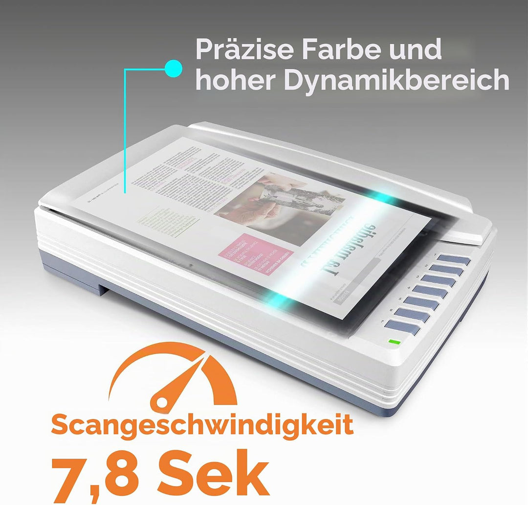 Plustek OpticPro A320E - Flachbettscanner Din-A3 (Auflösung 800 dpi, CCD), Kompatibel mit Wins & Mac