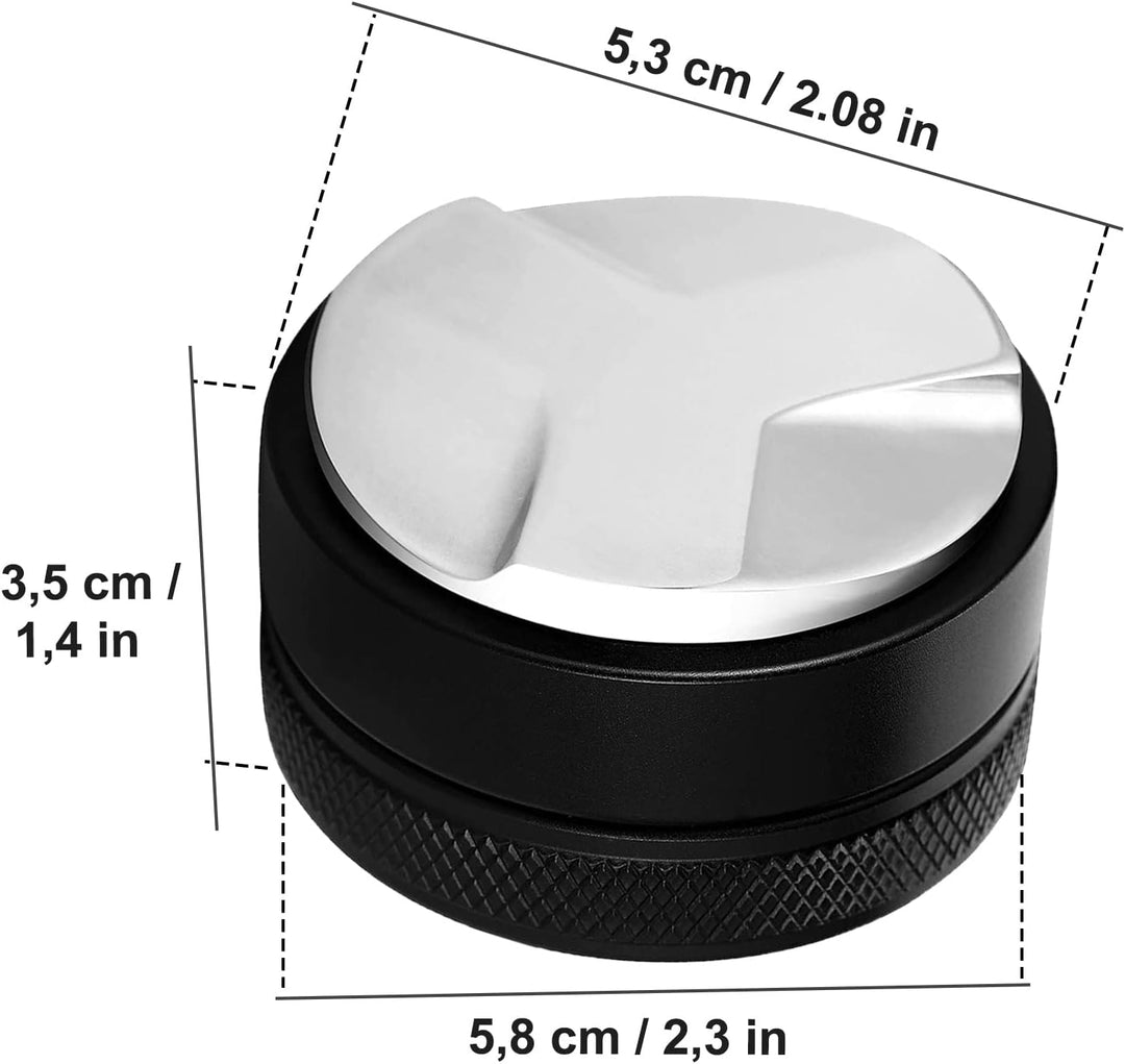 Distributor, 304 Edelstahl Leveler 53 mm, Werkzeug zum Nivellieren von Gemahlenem Kaffee, Schwarz 53