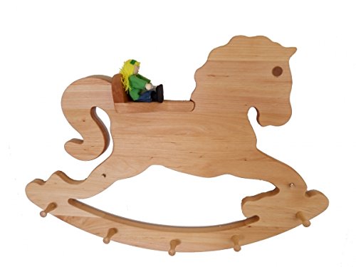Holzspielzeug Peitz Kinder-Wand-Garderobe Pferd 8056 - handgefertigt - 5 Kleiderhaken - Ablagebrett