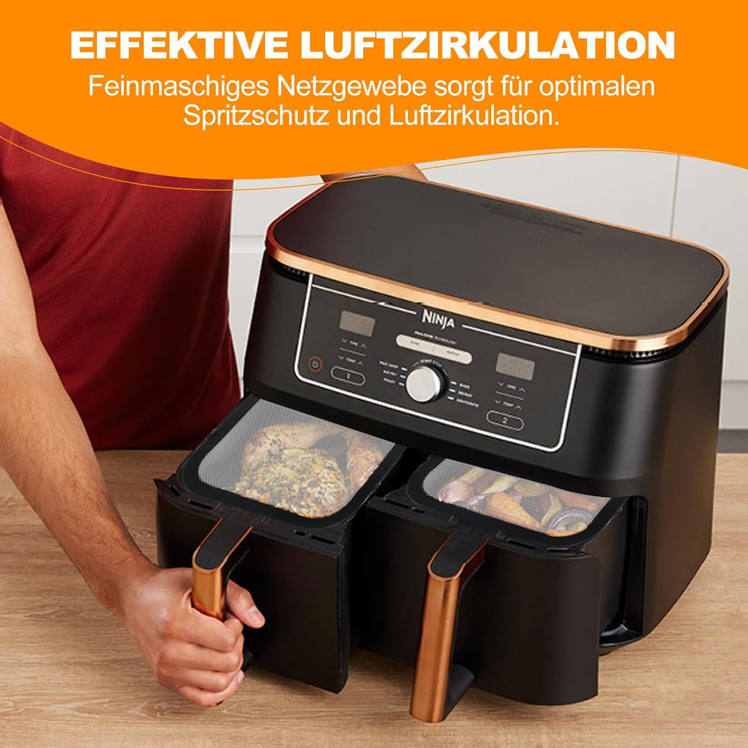 2 Stück Edelstahl Spritzschutz Heissluftfritteuse Zubehör Kompatibel mit Ninja Foodi Max Dual Zone A