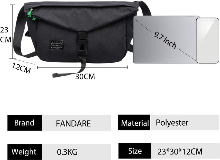 FANDARE Herren Damen Umhängetasche Unisex Commuter Reisen Schultertasche Grosse Kapazität Messenger