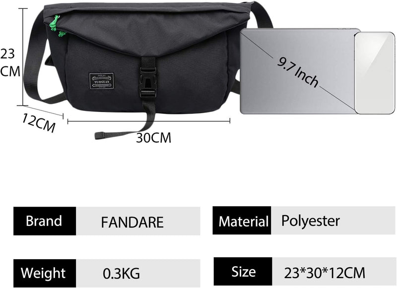 FANDARE Herren Damen Umhängetasche Unisex Commuter Reisen Schultertasche Grosse Kapazität Messenger