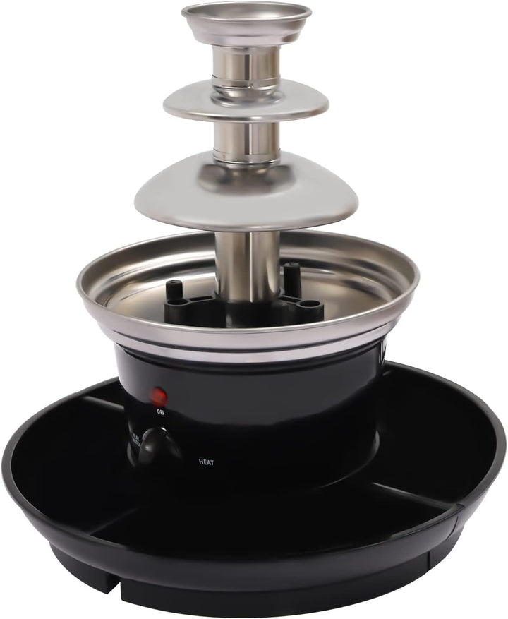 3 Etagen Schokobrunnen, 40W Elektrische Schokoladenfondue Set, Dreifach Schokoladenbrunnen Maschine,