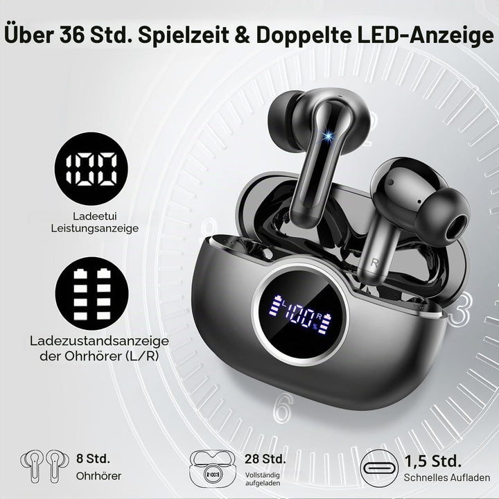 Rinsmola 2026 Bluetooth Headphones, 50 Hours Deep Bass Kopfhörer Kabellos Bluetooth 5.4, 3.6g A-Ster