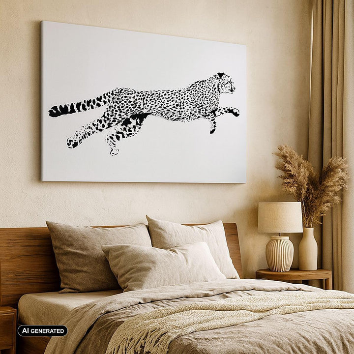 Bilder auf Leinwand Gepard Tier Dots Leinwandbild mit Rahmen 70x50cm Wandbilder Dekoration Wohnzimme