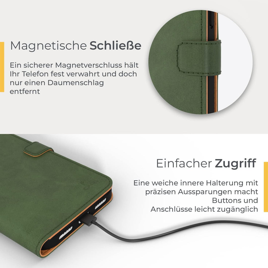 Snakehive iPhone 14 Hülle Leder | Stylische Handyhülle mit Kartenhalter & Standfuss | Handyhülle Sch