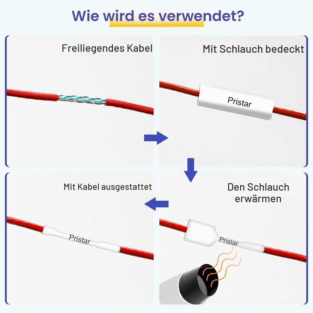 3x Pristar Kompatibel mit P Touch HSe-241 HSe241 HSc-241 Schrumpfschlauch schwarz auf weiss Etikette