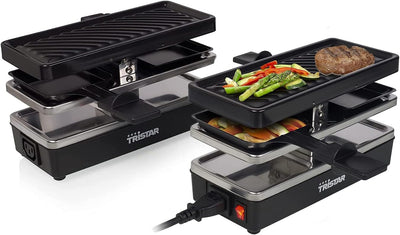 4 Personen RACLETTE mit Parkdeck & Tepan Gabeln, Grillfläche 2x 23,8x 10,4cm, erweiterbar bis zu 3 G