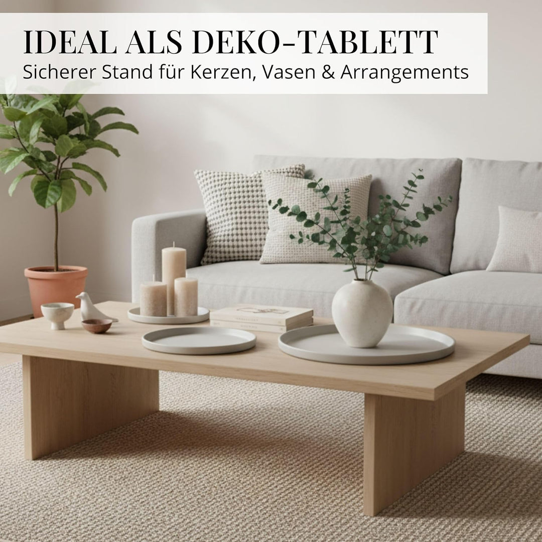 Deko Tablett 3er Set, Serviertablett rund (25 cm, 30 cm, 40 cm), Dekotablett für Adventskranz, Kerze