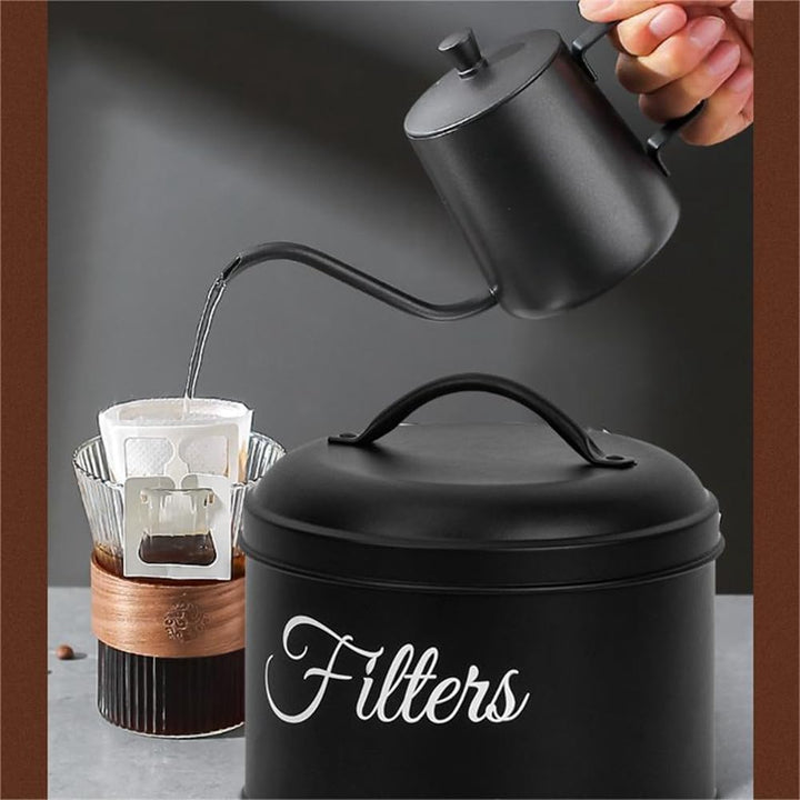 Kaffeefilterhalter, Aufbewahrungskorb für Kaffeefilter mit Deckel, Runder KaffeefilterbehäLter für d