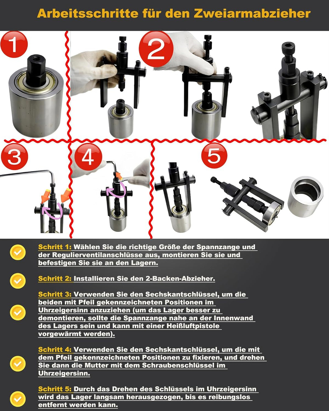 Upgrade Fahrrad Innenlager Abzieher mit Gleithammer & Zweiarmigem Abzieher Sackloch Innen Lagerabzie