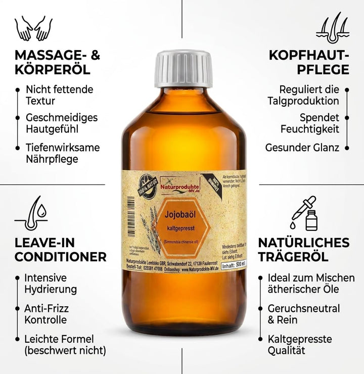 Jojobaöl kaltgepresst (500 ml) Jojoba Öl kaltgepresst