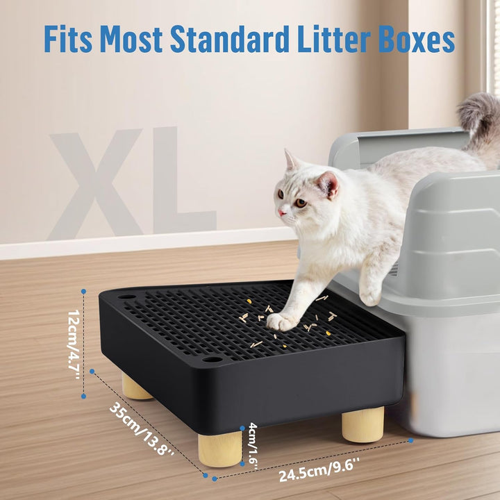 Katzentoilettenrampe, Katzen Treppen & Stufen mit Holzfüsse Filterfunktion, leicht zu reinigender Ti
